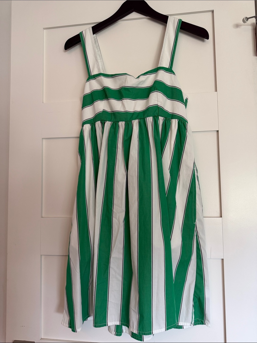 Green and White Striped Sundress lined with pockets